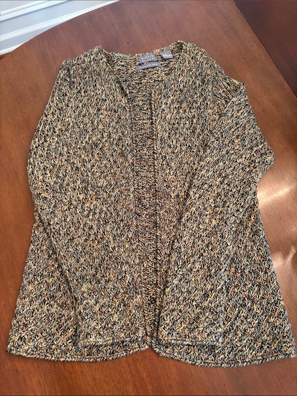 Sigrid Olsen Multicolor Hand Knitted Open-Front Cardigan - Beige Mix